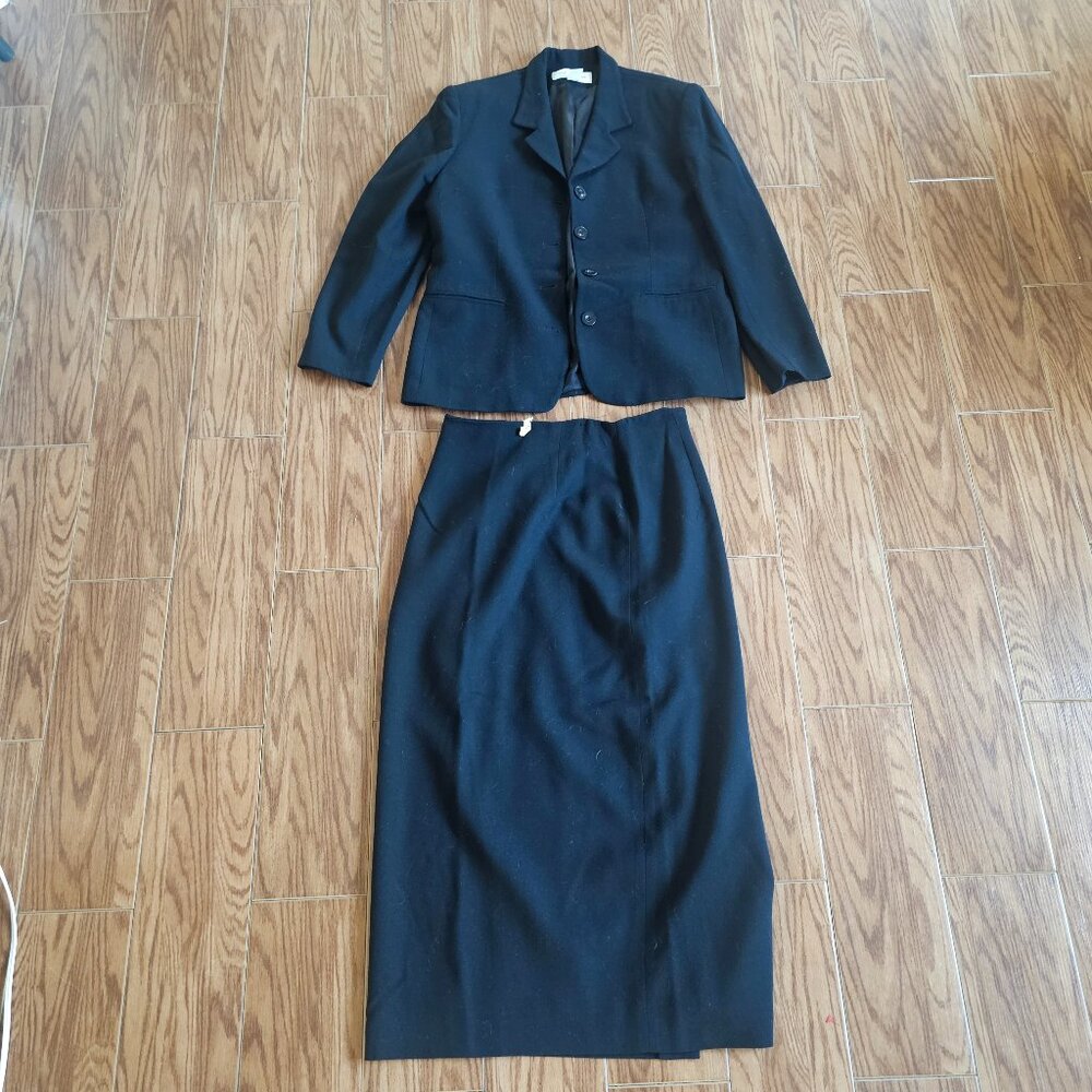 Jones New York Vintage Wool Blazer Skirt Set | Top Sz 12 Bottom Sz 14 | 90's
